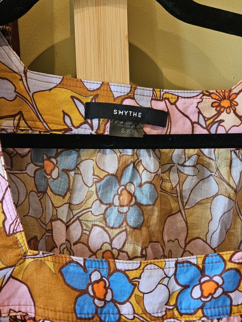Smythe floral cotton peasant blouse size small - Picture 3 of 3